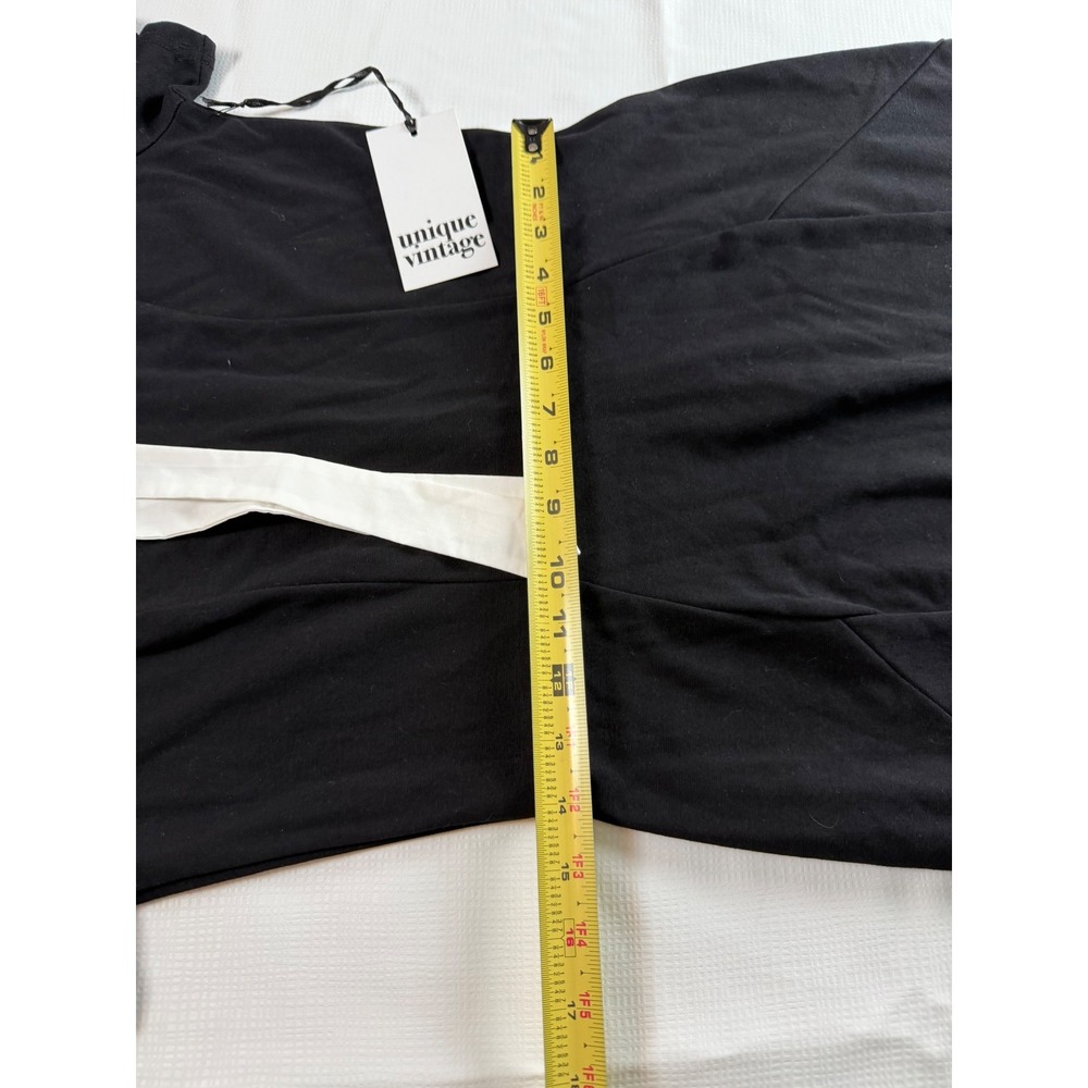 Unique Vintage Black Peter Pan Collar Bow Midi Dress Large NWT - Picture 9 of 10
